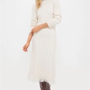 Cream fringe sweater dress
